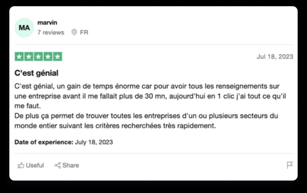 Avis Trustpilot d’un utilisateur de Value Investing Screener (1 sur 4)