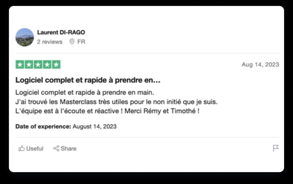 Avis Trustpilot d’un utilisateur de Value Investing Screener (3 sur 4)