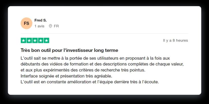 Avis d’un utilisateur de Value Investing Screener (3 sur 4)