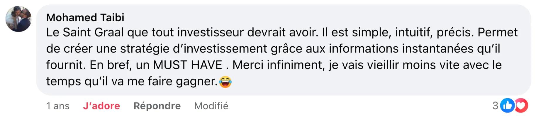 Message d’un utilisateur dans le groupe Facebook d’entraide