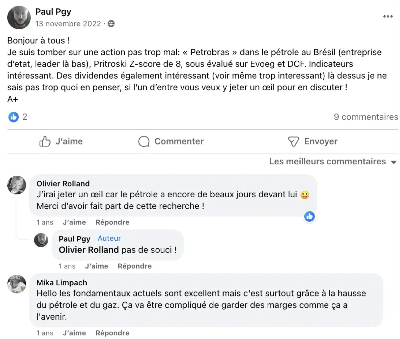 Échange entre membres du groupe privé